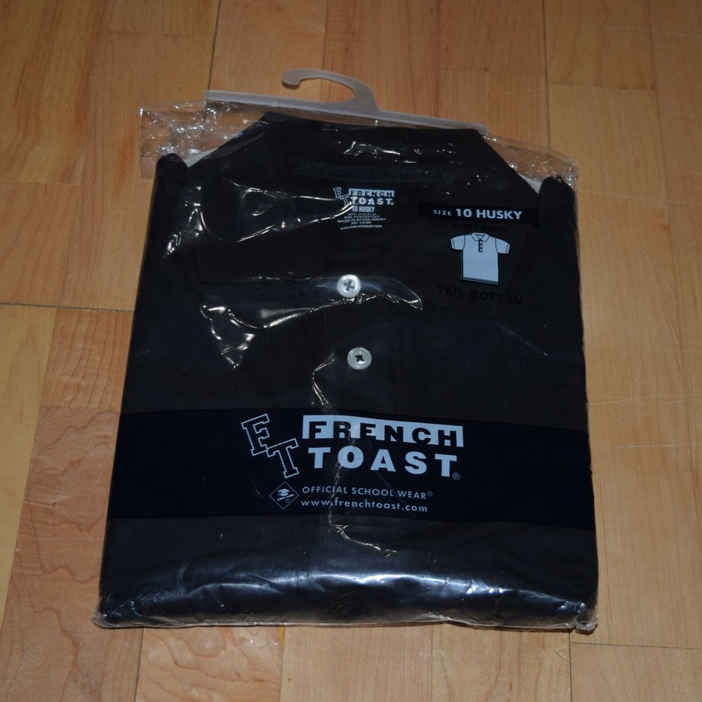 New! French Toast Tots Boys’ Sz 10 Husky Black Polo Shirt