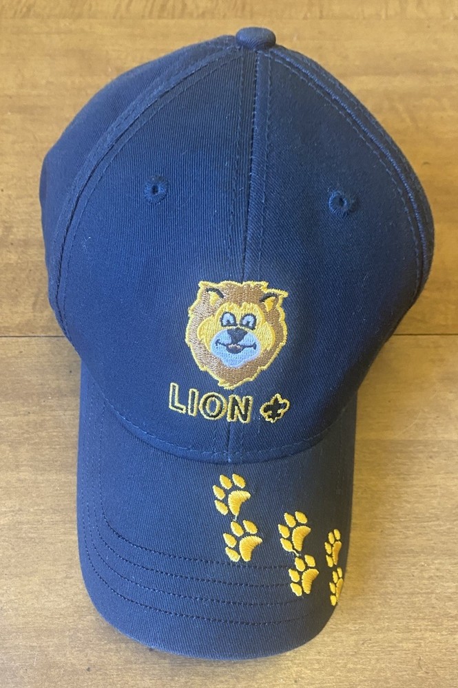 Cub Boy Scout Uniform Lion Hat Youth S/M Strap Back BSA Scouting America Navy