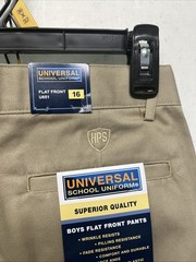 Boys 16 Flat Front Universal Uniform Pants Khaki New Tags School Waist 29