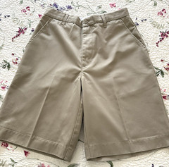 Men’s Boys Work / School Uniform Shorts Size 29 Khaki Tan 10″ inseam Flat front
