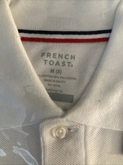 French Toast Boys Size M Long sleeve Collared White Polo Shirt Uniform