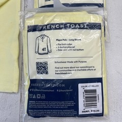 French Toast Polo Shirt Boys 4T Yellow Long Sleeve Pique School Uniform 4 Pack