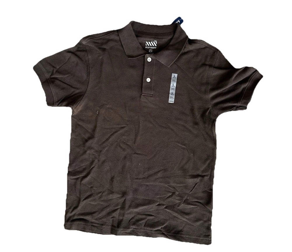 Old Navy Boys Brown Polo Shirt Youth L 10-12 Short Sleeve Uniform