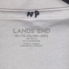Lands’ End Polo Shirt Kids XL 18-20 White Short Sleeve Cotton School Uniform