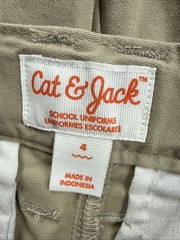 2x Cat & Jack Boys Youth 4 Beige Flat Front School Uniform Chino Shorts