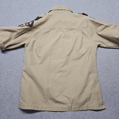 Boy Scouts Of America Shirt Youth Medium Beige Capitol Area Council Patches