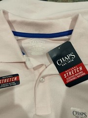 NWT Chaps Boys 18-20 XL Solid Short Sleeve Polo Shirt Natural Stretch