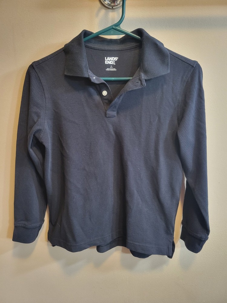 Boys Black Long-sleeved Polo Sz L 10/12
