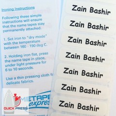 100 QuickPress™ Iron-on Nametapes Printed Name Labels/Tags for uniforms/carehome