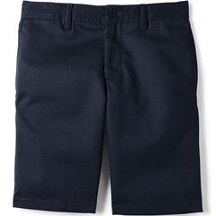 LANDS END Navy School Uniform Plain Front Chino Shorts Boys 8 Husky NEW