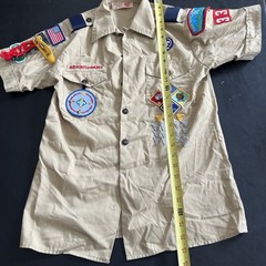 VTG BSA Boys Youth LG Uniform Shirt Tan East Texas. Patches, Pins