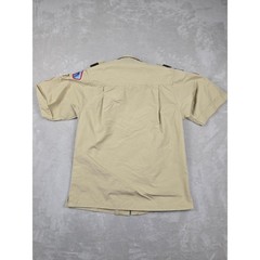 Boy Scouts of America Shirt Kids Youth L Khaki Tan Patches BSA Poly Cotton