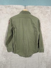 Vintage Boy Scouts of America Shirt Olive Green Sanforized Long Sleeve Youth