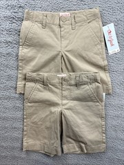 2x Cat & Jack Boys Youth 4 Beige Flat Front School Uniform Chino Shorts