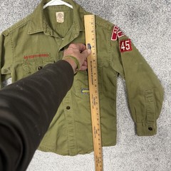 Vintage Boy Scouts Of America Shirt Hat Set Boys 10-12 Green Scout Uniform Twill
