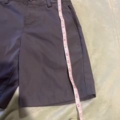 Lands End School Uniform Flat Front Zip Pocket Gray Adj Waist Shorts Boys 8