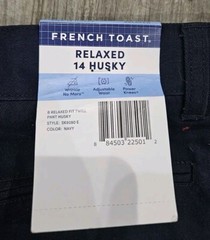 Boys 14 Husky Relaxed Navy Uniform Pants With Tags