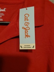 Boys Short Sleeve Pique Uniform Polo Shirt Cat & Jack Red XXL (18) New With Tags