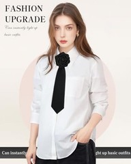 Tie for Women – Punk Metal Necktie Pre-Tied Adjustable Necktie for Black Rose