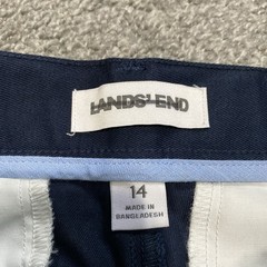 LANDS END Navy School Uniform UNHEMMED Pants Flat Front Adjustable Boys 14 NEW