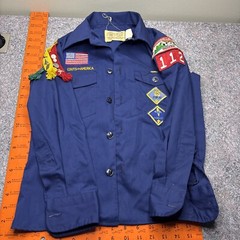Boy Scouts BSA Uniform Official Youth Shirt Large Long Sleeve Button Blue