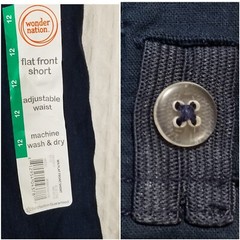 Wonder Nation Boys Built-In Flex Straight Uniform Shorts Blue Size 12 Lot of 2