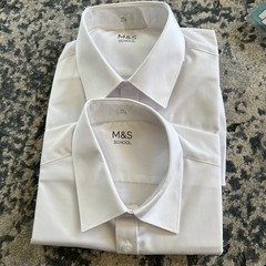 M&S 2 Ultimate Shirts Plus Fit Shot Sleeves Stains Resistant Size 11/12 Year