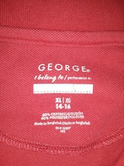 ✰ Boys XL 14-16 George Brand Red Collared Button Top Uniform Dress Shirt T-shirt