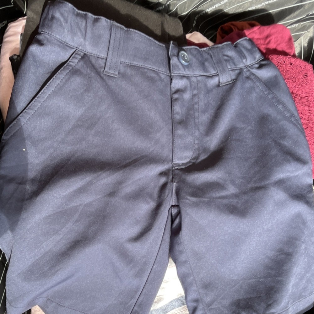 French Toast Boys Uniform Shorts Navy Size 7 Polyester Adjustable Waist Pockets