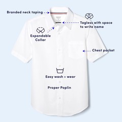 French Toast Boys’ Short Sleeve Classic Poplin Dress Shirt (Kids 14, White