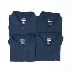 4 Pk Navy Blue Short Sleeve Uniform Polo Shirt Set Size L 10/12