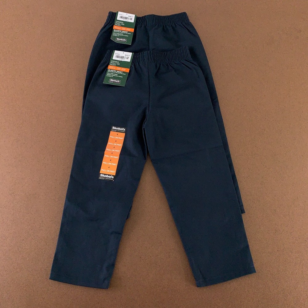 Lot of 2 Skobels Unisex Size 4 Navy Blue School Uniform Pull On Pants NWT
