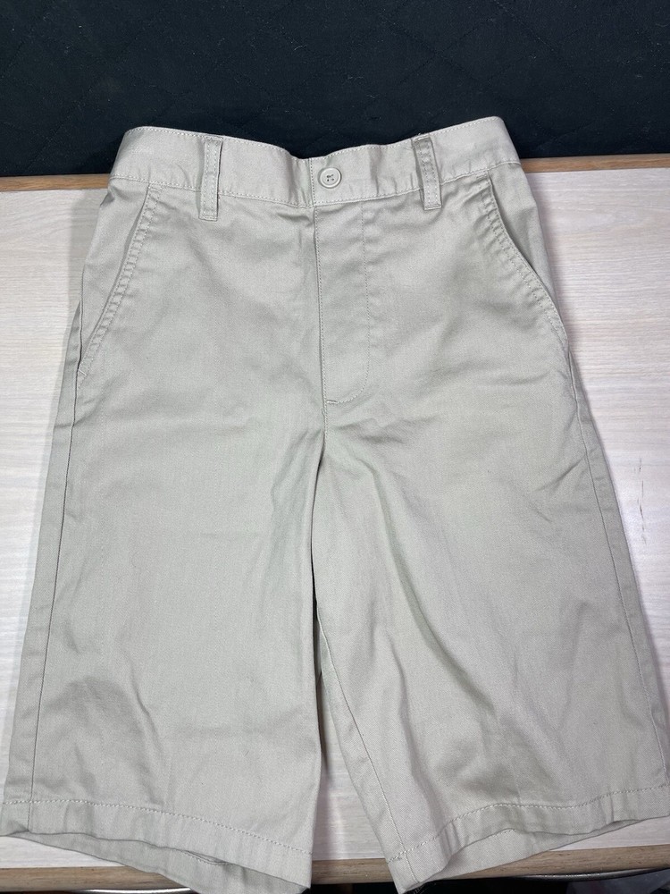 French Toast Boys Pull On Uniform Khaki Shorts Size 10 Adjustable Waist