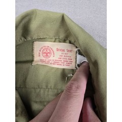 Vintage Boy Scouts of America Shirt Kids L Green Short Sleeve Patches Light Read