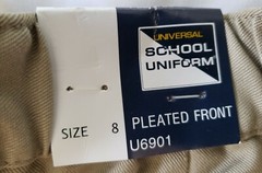 UNIVERSAL SCHOOL UNIFORM-PLATED FRONT KHAKI BOYS SHORT SIZE #8 – A9/11