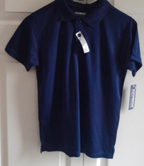 Authentic School Uniforms Boys Size 7-8 Moisture Wicking Polo Shirts Navy Blue