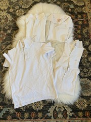 Lot of 6 Boys Size Small 6/7 Cat & Jack White Polo Shirt School Uniform