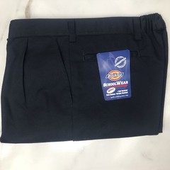 Dickies Boys Navy Pleat Front School Uniform Pants, Size 20 Slim.