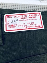 NWT BSA Boy Scouts Youth 8 Slim/21.5W Uniform Pants Olive Green Unhemmed Leg