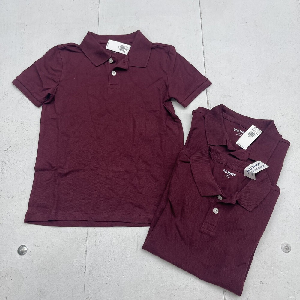 Old Navy 3 Pack Maroon School Uniform Short Sleeve Polos Youth Boys Small New