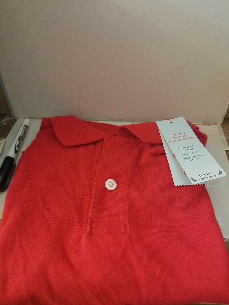 🌰 Cat & Jack School Polo T-shirt Red, L 12-14👌🆕️