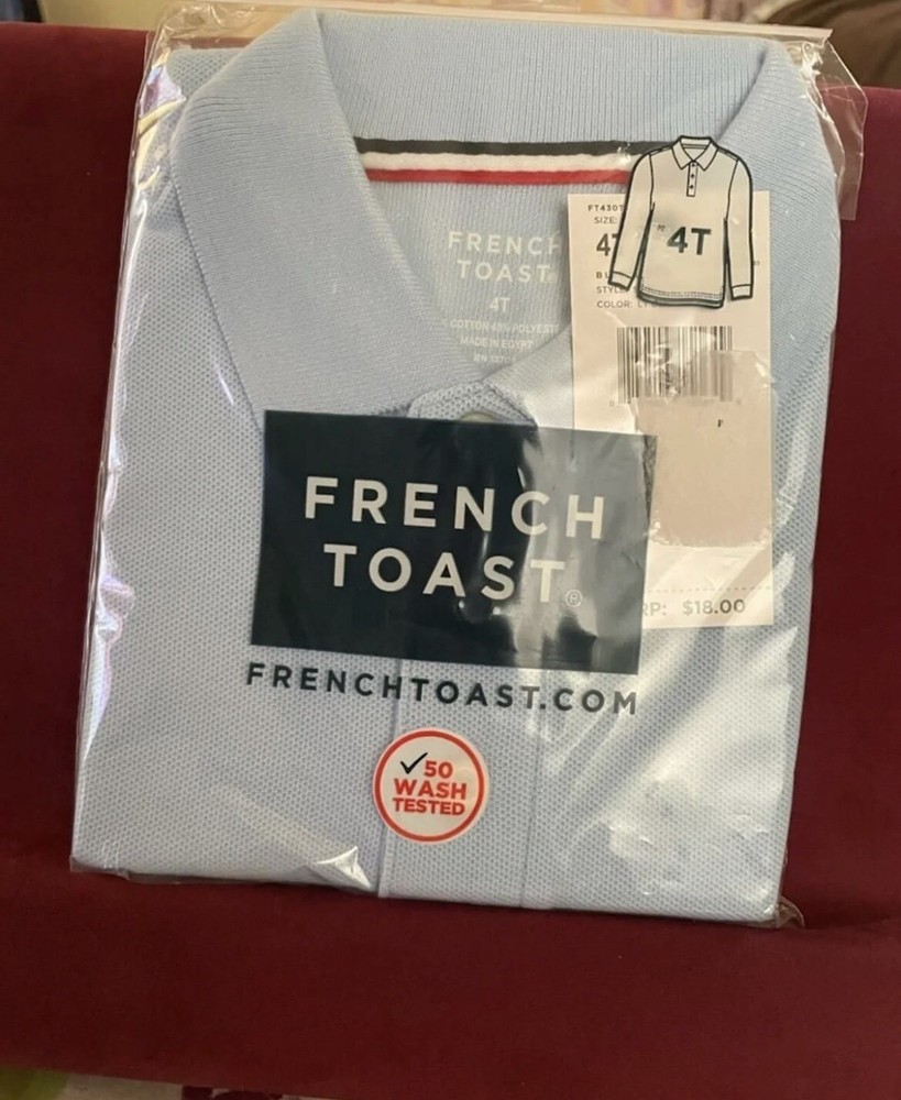 French Toast Boys Size 4T Long sleeve Collared Button Down Polo Shirt Uniform
