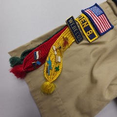 Boy Scouts Of America Boys Youth Medium Uniform Shirt USA Made Patches Pins