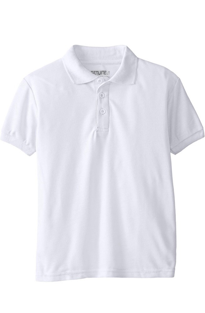 Genuine Boys School Uniform Collared Polo White Medium (10-12 ) NEW