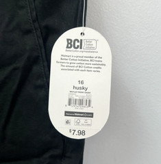 WONDER NATION Black Flat Front School Approved Uniform Shorts Boys Size 16 Husky