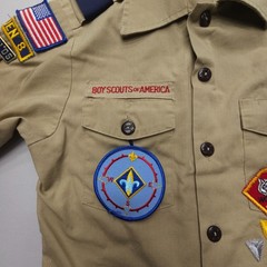 Boy Scouts Of America Boys Youth Medium Uniform Shirt USA Made Patches Pins