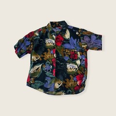 VTG 80s Youth Boys 6/7 Short Sleeve Button Up Shirt Abstract SMALL Hip Hop