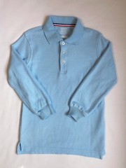 French Toast Uniform Long Sleeve Pique Polo Shirt, Light Blue, XS (4/5), Unisex