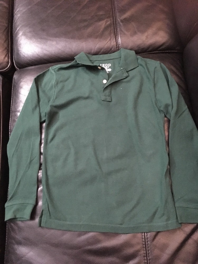  Izod Boys Hunter Green Long sleeve polo   Size M(10/12)