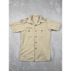 Boy Scouts of America Shirt Kids M Tan Short Sleeve Patches Pockets Gorpcore